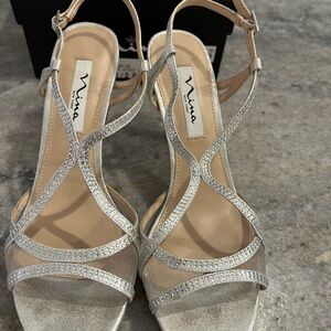 Nina Women's Glittering Silver Heels